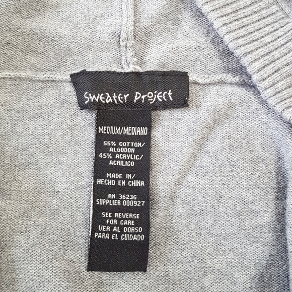 90's Vintage Gray Hooded Knit Cardigan☆Sweater Project☆ - Picture 4 of 5